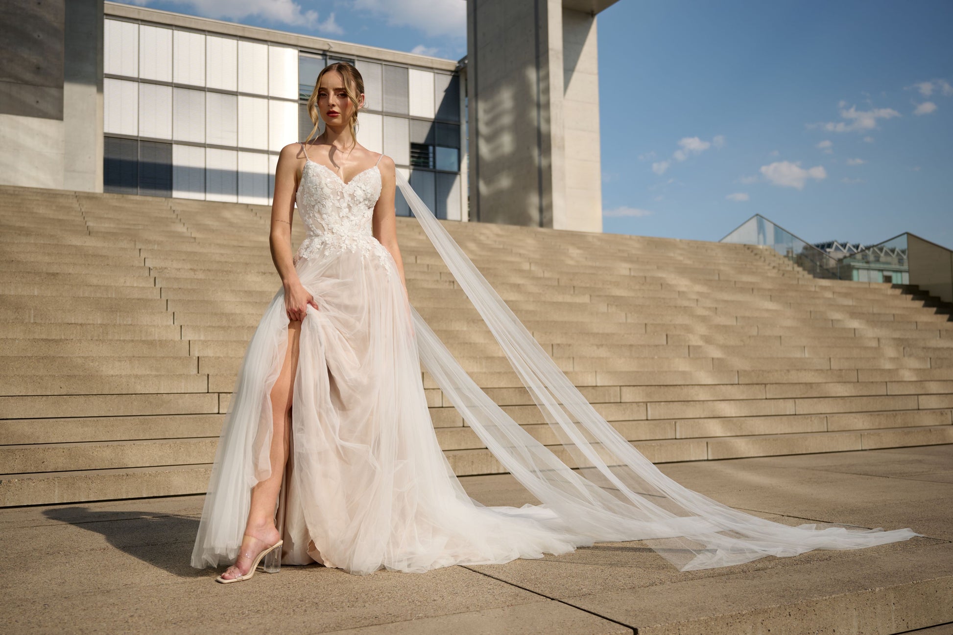 Norellyne wedding dress by Lina Becker Germany, Sweetheart V-neckline