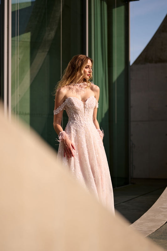 Cosimare wedding dress by Lina Becker Germany – Flowing A-line silhouette