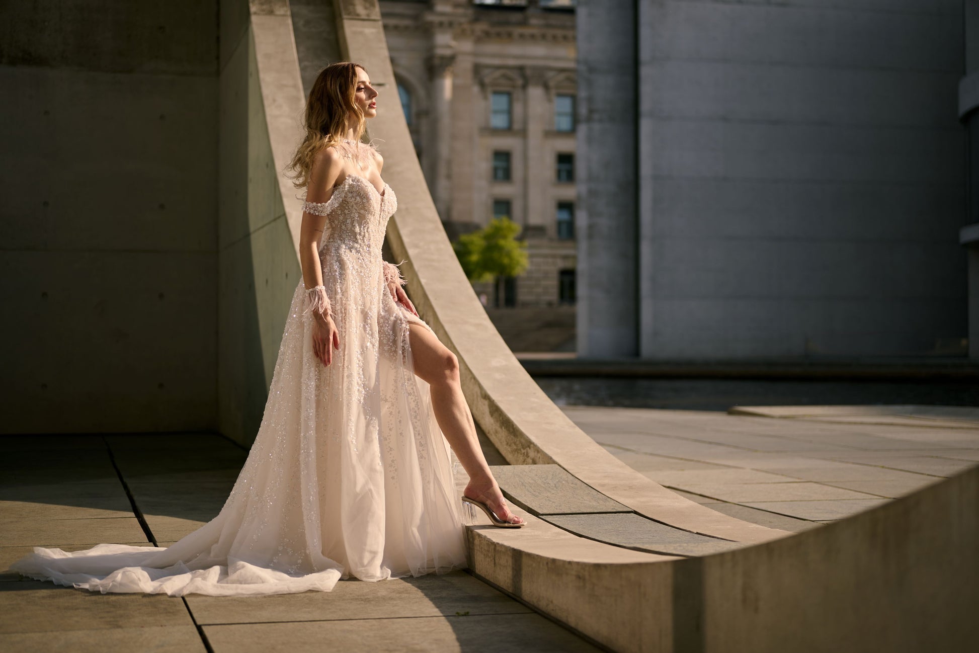 Cosimare wedding dress by Lina Becker Germany, Delicate spaghetti straps